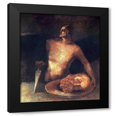 Angel Executions Black Modern Wood Framed Art Print by Redon, Odilon