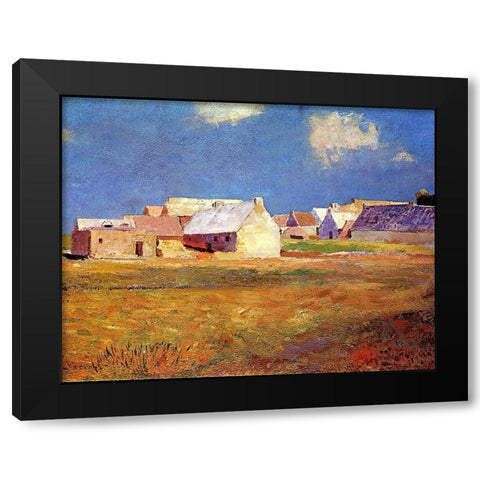 Breton Village Black Modern Wood Framed Art Print with Double Matting by Redon, Odilon