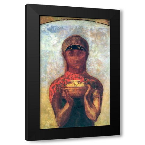 The Cup of Mystery Black Modern Wood Framed Art Print with Double Matting by Redon, Odilon