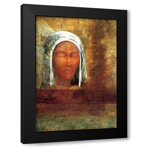 Virgin of the Dawn Black Modern Wood Framed Art Print with Double Matting by Redon, Odilon