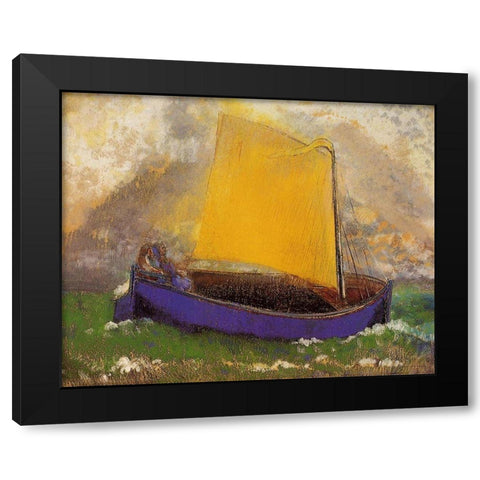 The Mysterious Boat Black Modern Wood Framed Art Print with Double Matting by Redon, Odilon