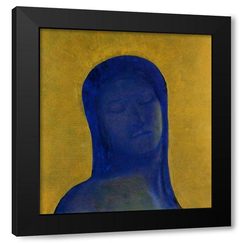 Closed Eyes Blue Black Modern Wood Framed Art Print by Redon, Odilon