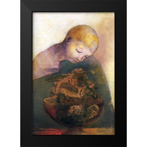 Cup of cognition (The Childrens Cup) Black Modern Wood Framed Art Print by Redon, Odilon