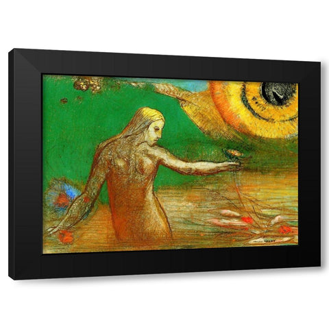 Flower of Blood Black Modern Wood Framed Art Print with Double Matting by Redon, Odilon