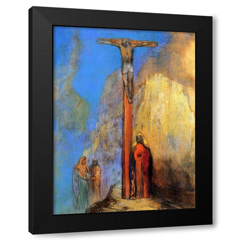 Calvary Black Modern Wood Framed Art Print by Redon, Odilon