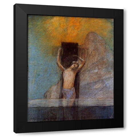Christ on the Cross Black Modern Wood Framed Art Print with Double Matting by Redon, Odilon