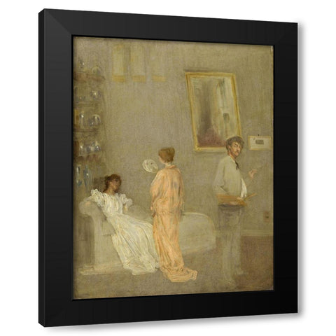 Whistler in his StudioÂ 1865 Black Modern Wood Framed Art Print with Double Matting by Whistler, James McNeill