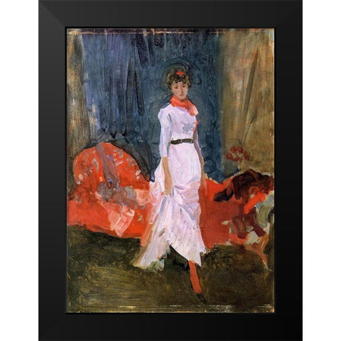 Arrangement in Pink, Red and Purple Black Modern Wood Framed Art Print by Whistler, James McNeill