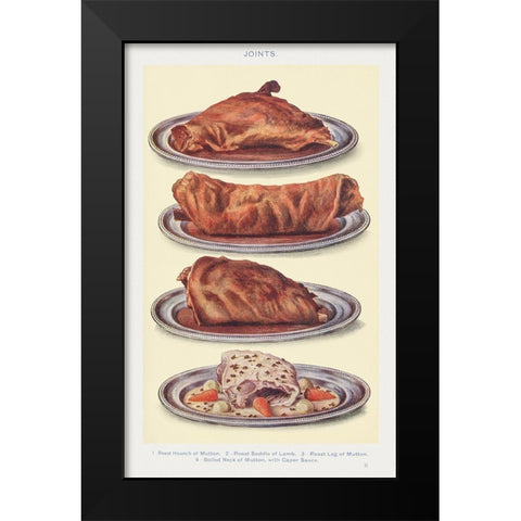 Joints Black Modern Wood Framed Art Print by Mrs. Beeton''s Book of Household Management
