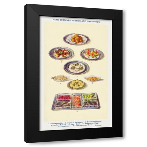 Hors doeuvres dishes and savouries Black Modern Wood Framed Art Print with Double Matting by Mrs. Beeton''s Book of Household Management