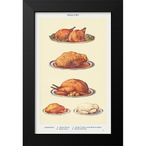 Poultry Black Modern Wood Framed Art Print by Mrs. Beeton''s Book of Household Management