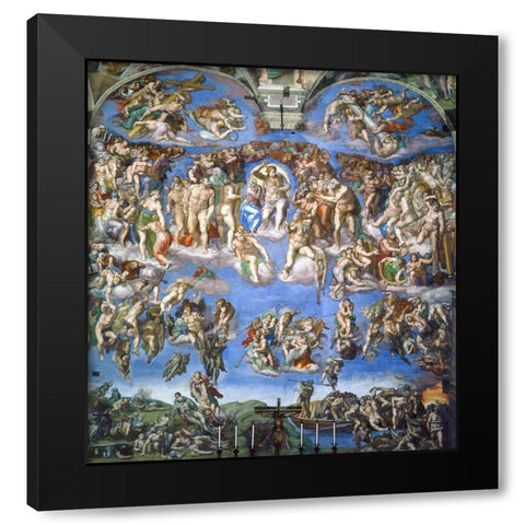 The Last Judgement Black Modern Wood Framed Art Print by Michelangelo