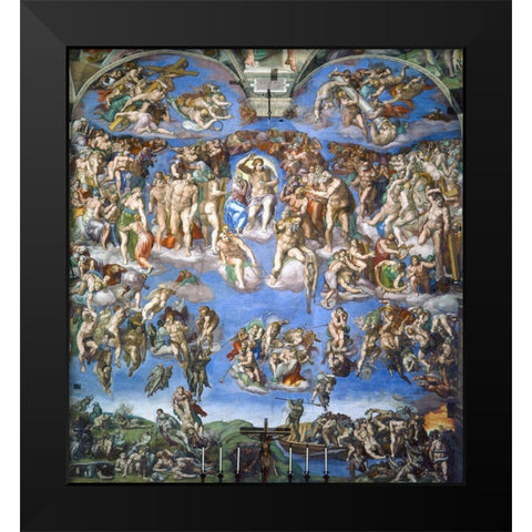 The Last Judgement Black Modern Wood Framed Art Print by Michelangelo