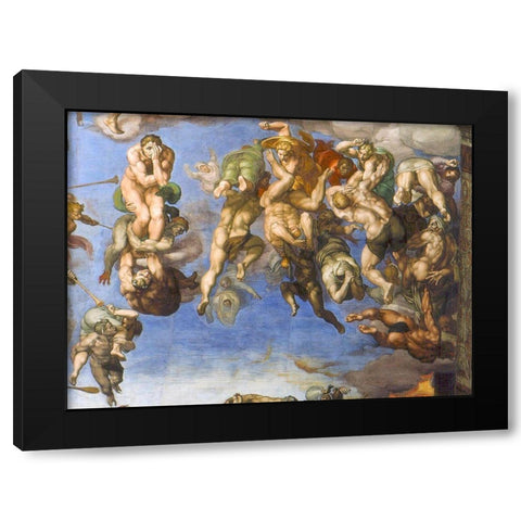 The Last Judgement Detail Black Modern Wood Framed Art Print with Double Matting by Michelangelo