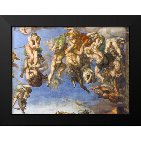 The Last Judgement Detail Black Modern Wood Framed Art Print by Michelangelo