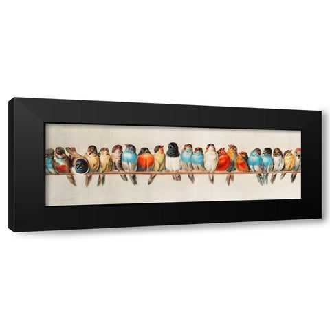 A Perch of Birds Black Modern Wood Framed Art Print by Vintage Illustration