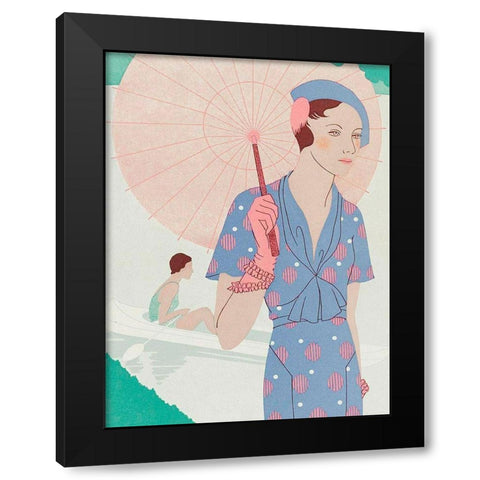 Art, Taste, Beauty, Leaves of Feminine Elegance Black Modern Wood Framed Art Print with Double Matting by Renaud, M