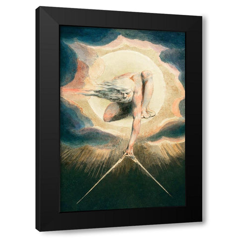 Ancient of Days Setting a Compass to the Earth Black Modern Wood Framed Art Print with Double Matting by Blake, William