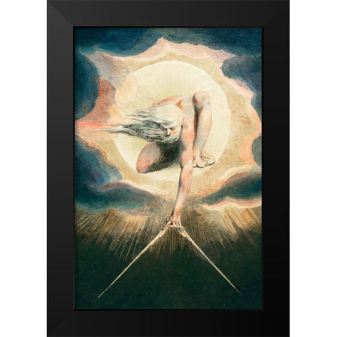 Ancient of Days Setting a Compass to the Earth Black Modern Wood Framed Art Print by Blake, William
