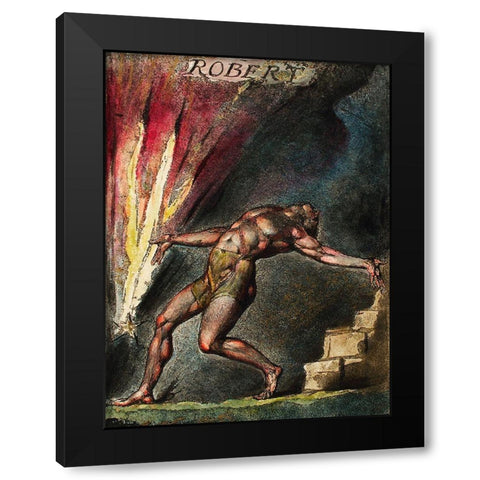 Robert illustration from Milton Black Modern Wood Framed Art Print with Double Matting by Blake, William