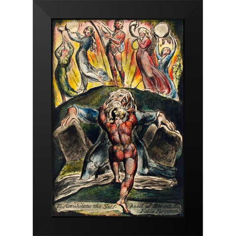 To annihilate the self-hood of deceit and false forgiveness from Milton Black Modern Wood Framed Art Print by Blake, William