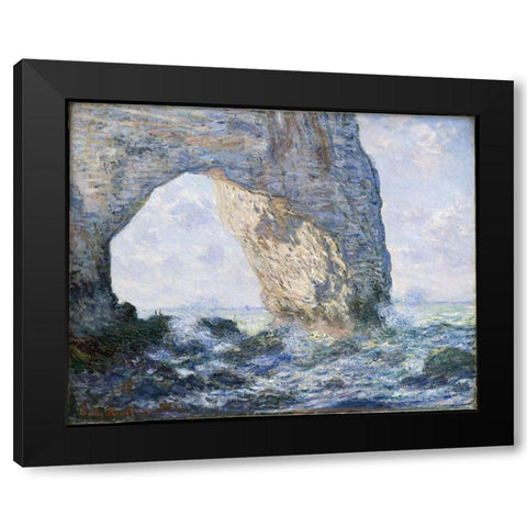 The Manneporte At Etretat Black Modern Wood Framed Art Print with Double Matting by Monet, Claude