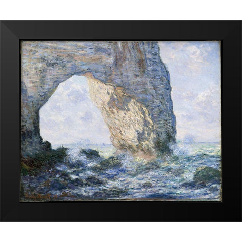 The Manneporte At Etretat Black Modern Wood Framed Art Print by Monet, Claude