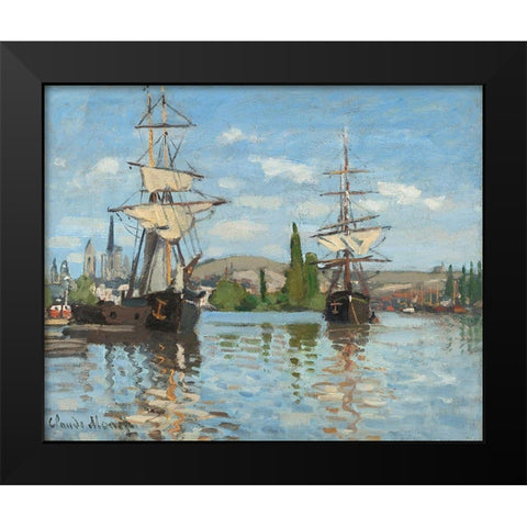 The Seine At Rouen Black Modern Wood Framed Art Print by Monet, Claude