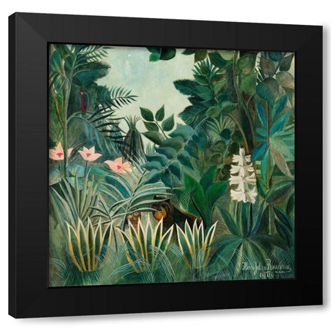 The Equatorial Jungle 1909 Black Modern Wood Framed Art Print with Double Matting by Rousseau, Henri