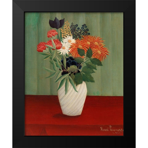 Bouquet of Flowers with China Asters and Tokyos Black Modern Wood Framed Art Print by Rousseau, Henri