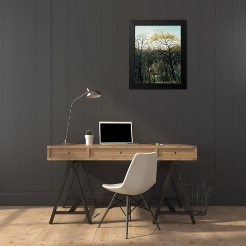 Rendezvous in the Forest Black Modern Wood Framed Art Print by Rousseau, Henri
