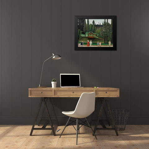 View of Montsouris Park, the Kiosk 1910 Black Modern Wood Framed Art Print by Rousseau, Henri
