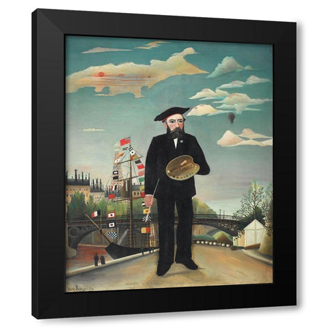 Self Portrait Black Modern Wood Framed Art Print with Double Matting by Rousseau, Henri
