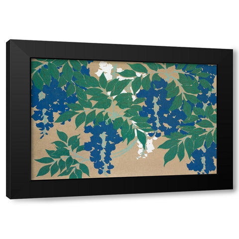 Wisteria from Momoyogusa Black Modern Wood Framed Art Print with Double Matting by Sekka, Kamisaka