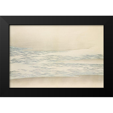 Ocean waves from Momoyogusa Black Modern Wood Framed Art Print by Sekka, Kamisaka
