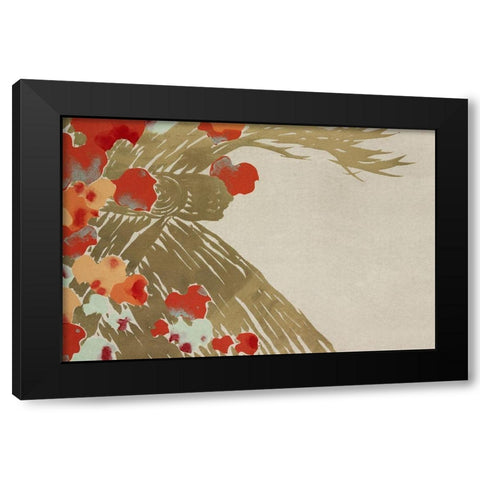Flowers from Momoyogusa Black Modern Wood Framed Art Print with Double Matting by Sekka, Kamisaka