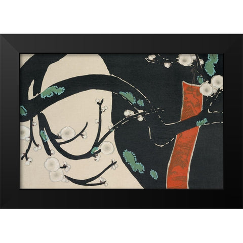 Tree from Momoyogusa Black Modern Wood Framed Art Print by Sekka, Kamisaka