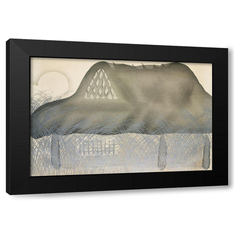 House from Momoyogusa Black Modern Wood Framed Art Print with Double Matting by Sekka, Kamisaka
