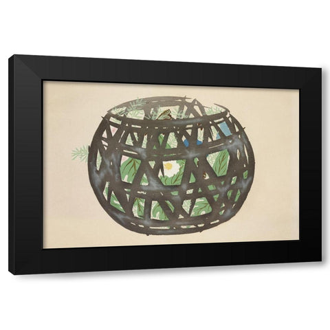 Basket from Momoyogusa Black Modern Wood Framed Art Print with Double Matting by Sekka, Kamisaka