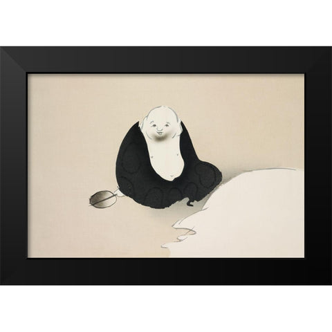 Old man from Momoyogusa Black Modern Wood Framed Art Print by Sekka, Kamisaka