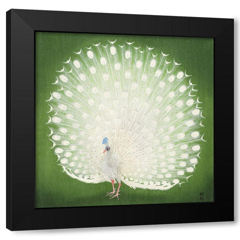 PeacockÂ  Black Modern Wood Framed Art Print by Koson, Ohara