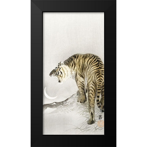 Roaring tiger Black Modern Wood Framed Art Print by Koson, Ohara
