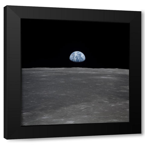 Earthrise Black Modern Wood Framed Art Print with Double Matting by NASA