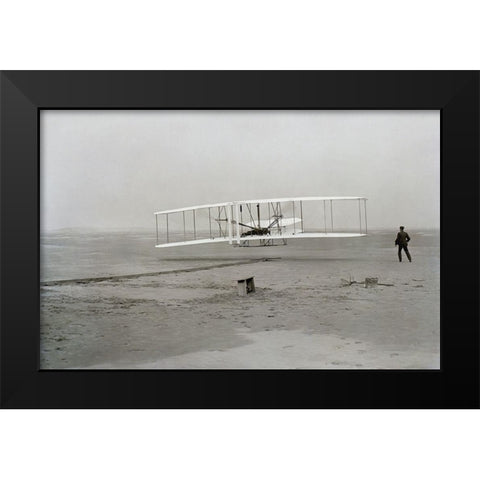 First Flight, December 17, 1903 Black Modern Wood Framed Art Print by NASA
