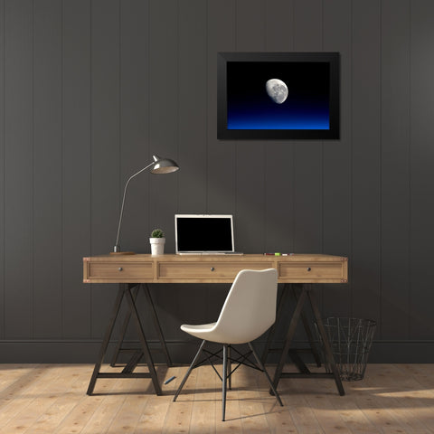 Moonset Viewed From the International Space Station Black Modern Wood Framed Art Print by NASA