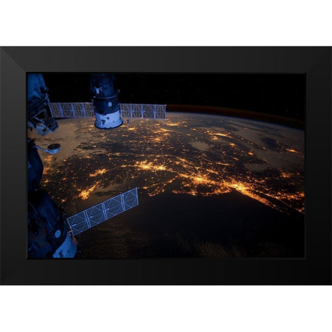NASA Space Flight ISS Black Modern Wood Framed Art Print by NASA