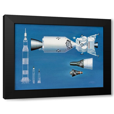 NASA spacecraft comparison Black Modern Wood Framed Art Print by NASA