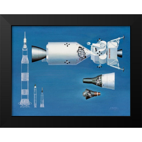 NASA spacecraft comparison Black Modern Wood Framed Art Print by NASA