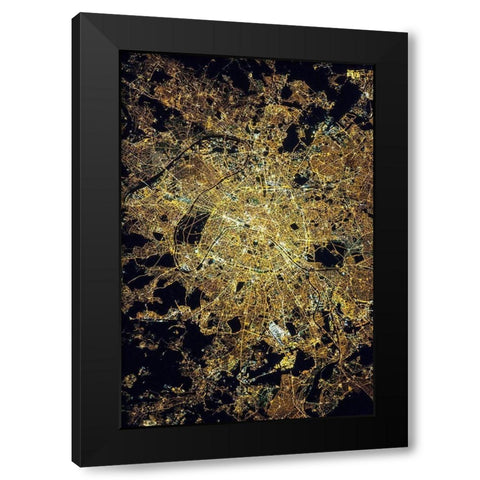 Paris at Night Black Modern Wood Framed Art Print with Double Matting by NASA