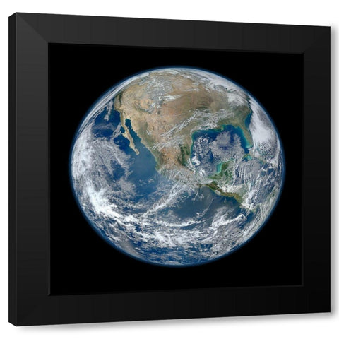 Earth Black Modern Wood Framed Art Print with Double Matting by NASA